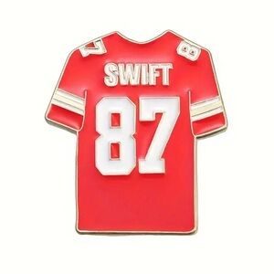Taylor Swift/ Travis Kelce Themed Enamel Pin with a Chiefs Jersey New